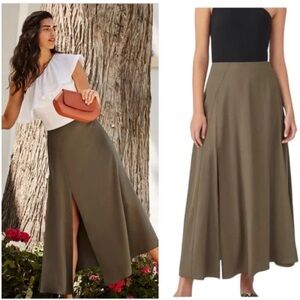 Cuyana Tencel Olive Green Split Front Boho Maxi Skirt - XS NWT